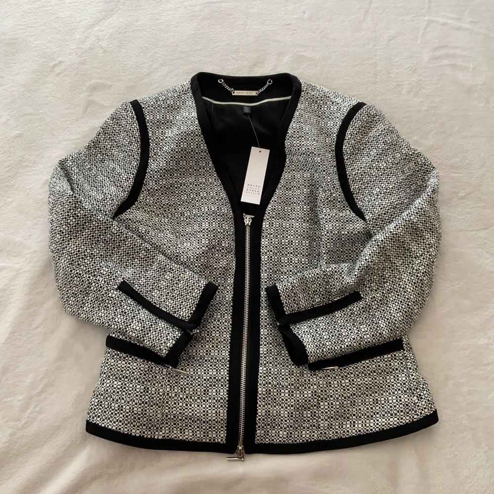 Nwt White House Black Market Blazer Contrast Tweed Jacket